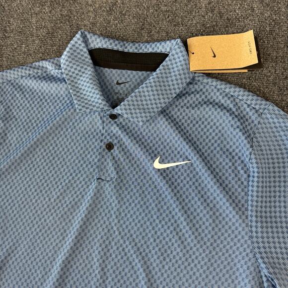 Nike Dri-Fit Tour Golf Polo Mens‎ Size Small Tall Shirt Blue Textured FD5741-410